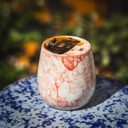 Vaso Oval 16oz-Blanco Burbuja Rosa