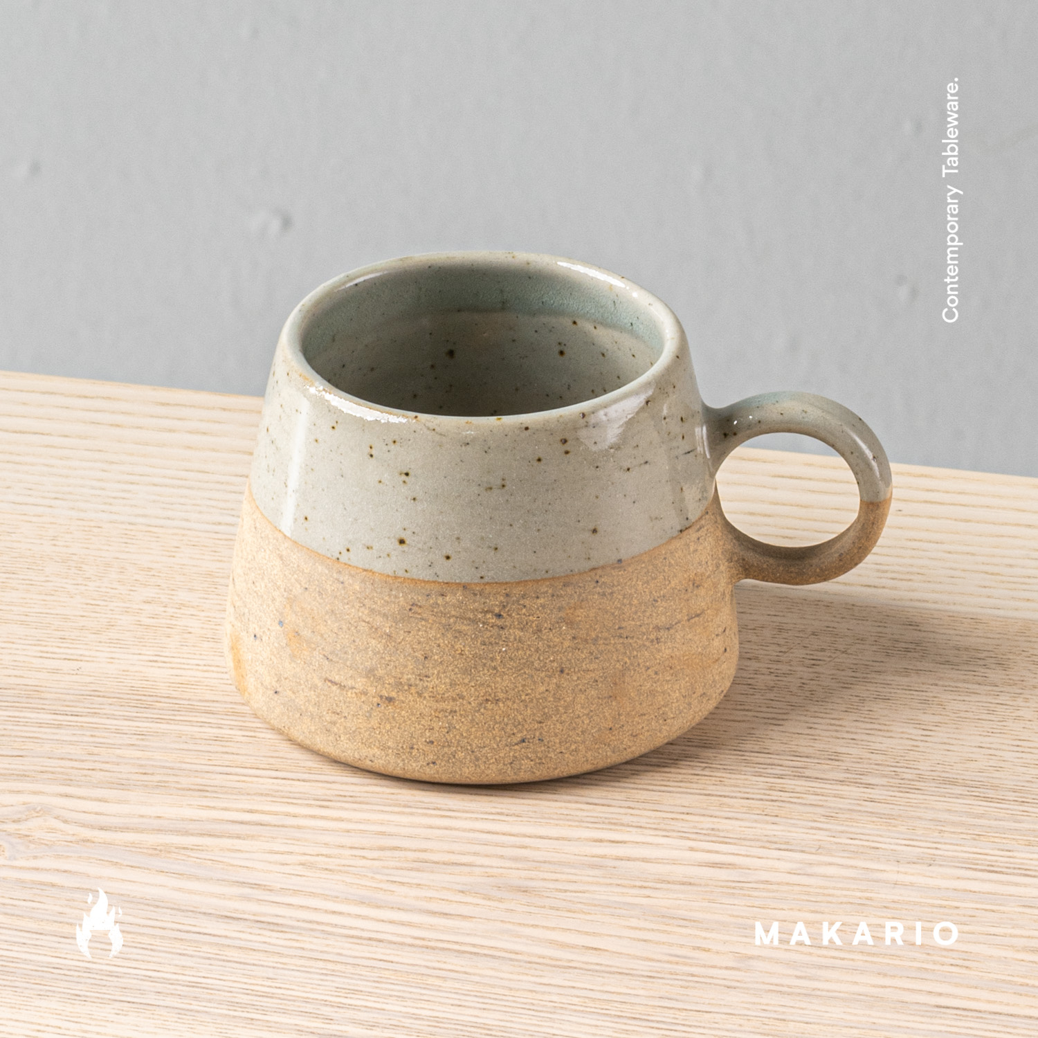Taza Angular 12oz-Pasta Oxido Mitad Natural Brillante