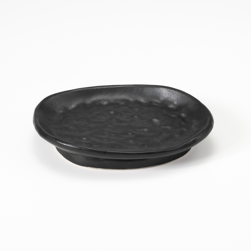 Charola con Textura y Pata Irregular 20x15cm-Negro Mate