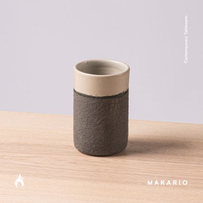 Vaso Recto 14oz-Engobe Negro y Blanco Mate