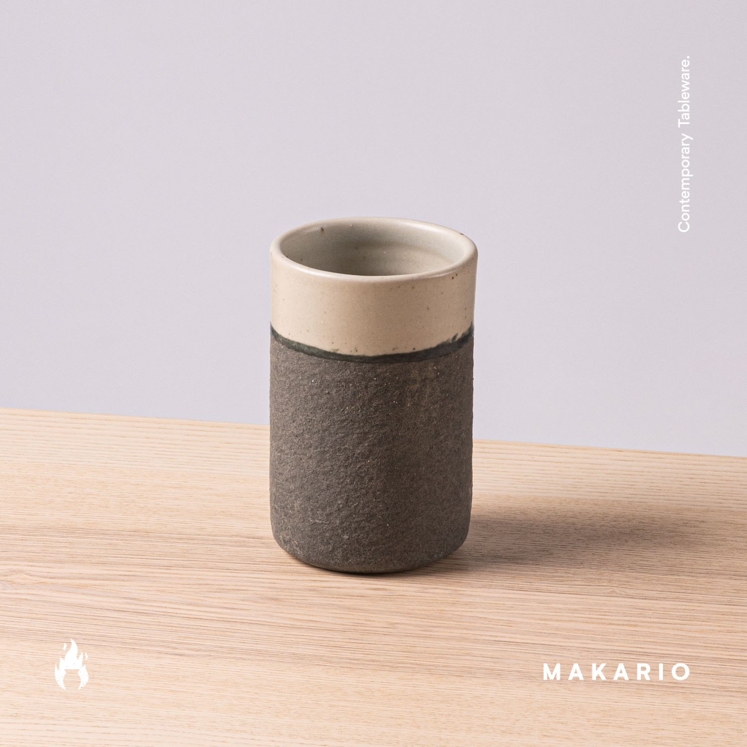 Vaso Recto 14oz-Engobe Negro y Blanco Mate