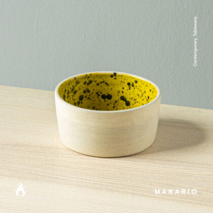 Tazon Recto 16cm 24oz-Pasta Natural interior Amarillo Jaspeado Negro