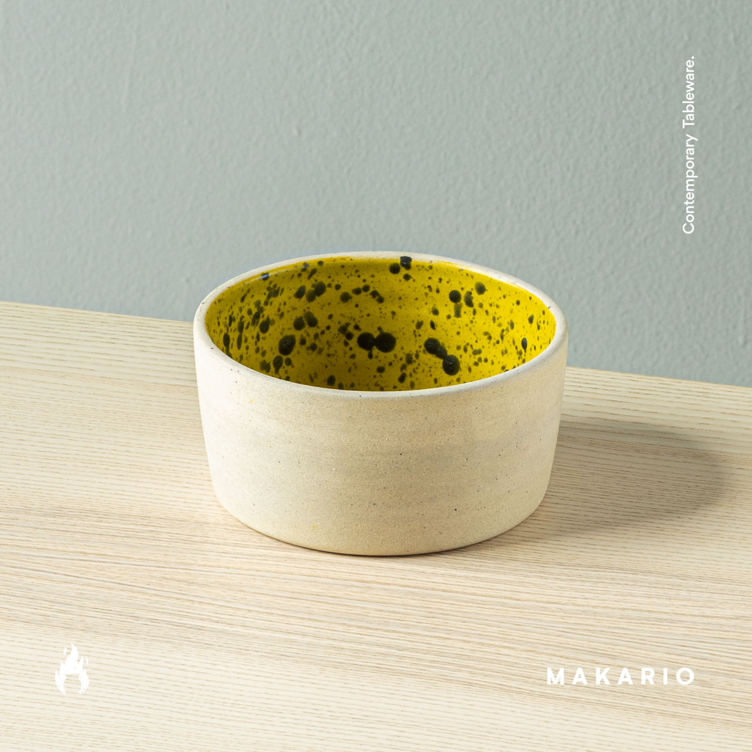 Tazon Recto 16cm 24oz-Pasta Natural interior Amarillo Jaspeado Negro