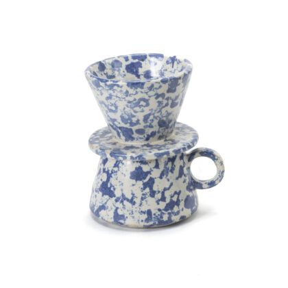 Taza angular 12oz + V60-Blanco Acuarela Azul