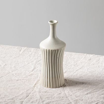 Florero Rayado Blanco