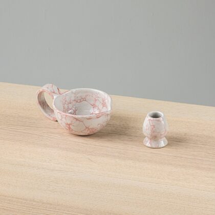 Set Matcha con Agarradera-Blanco Burbuja Rosa