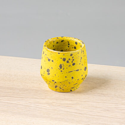 Vaso Angular 12oz-Amarillo Mate Jaspeado Negro